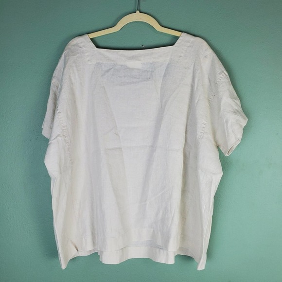 J. Jill Women's PureJill White Linen Boxy Short Sleeve Shirt Size XL - Picture 2 of 6